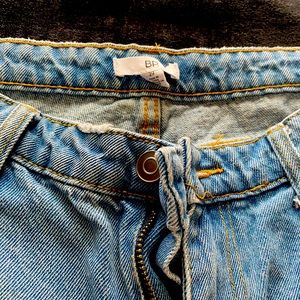 “BP” light blue, denim washed jeans. Rips on the side. Low rise. Size 29.
